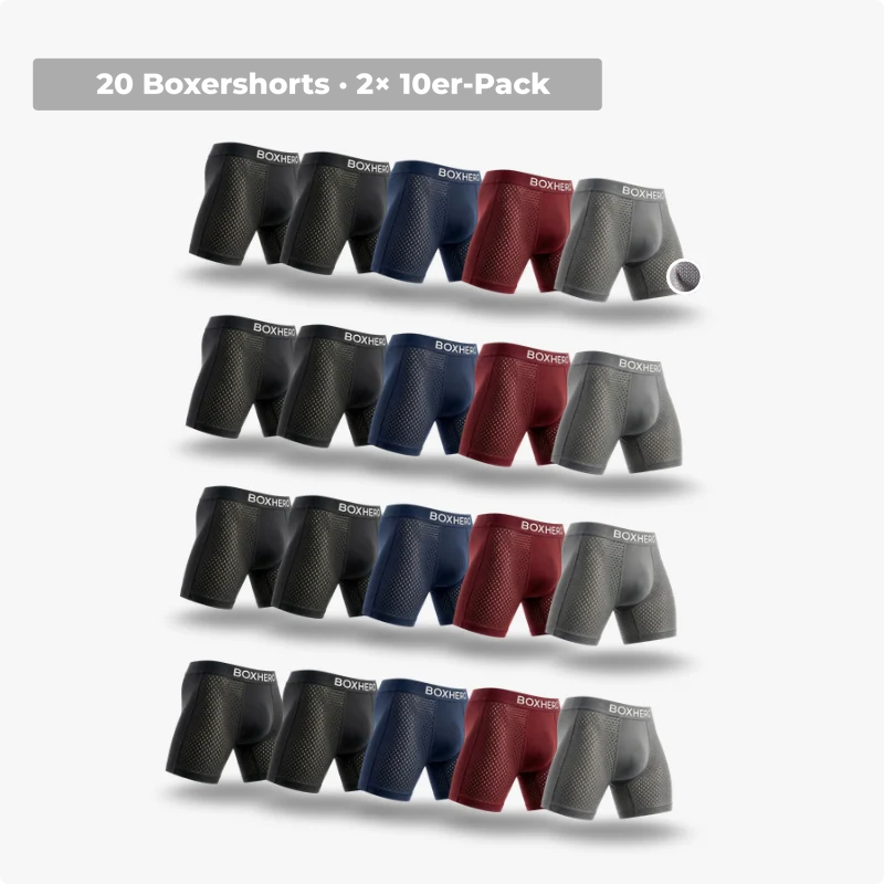 DAS BOXHERO BASIC-SET – 20ER-PACK BOXHERO 1.0 BOXERSHORTS AUS BAMBUSFASER
